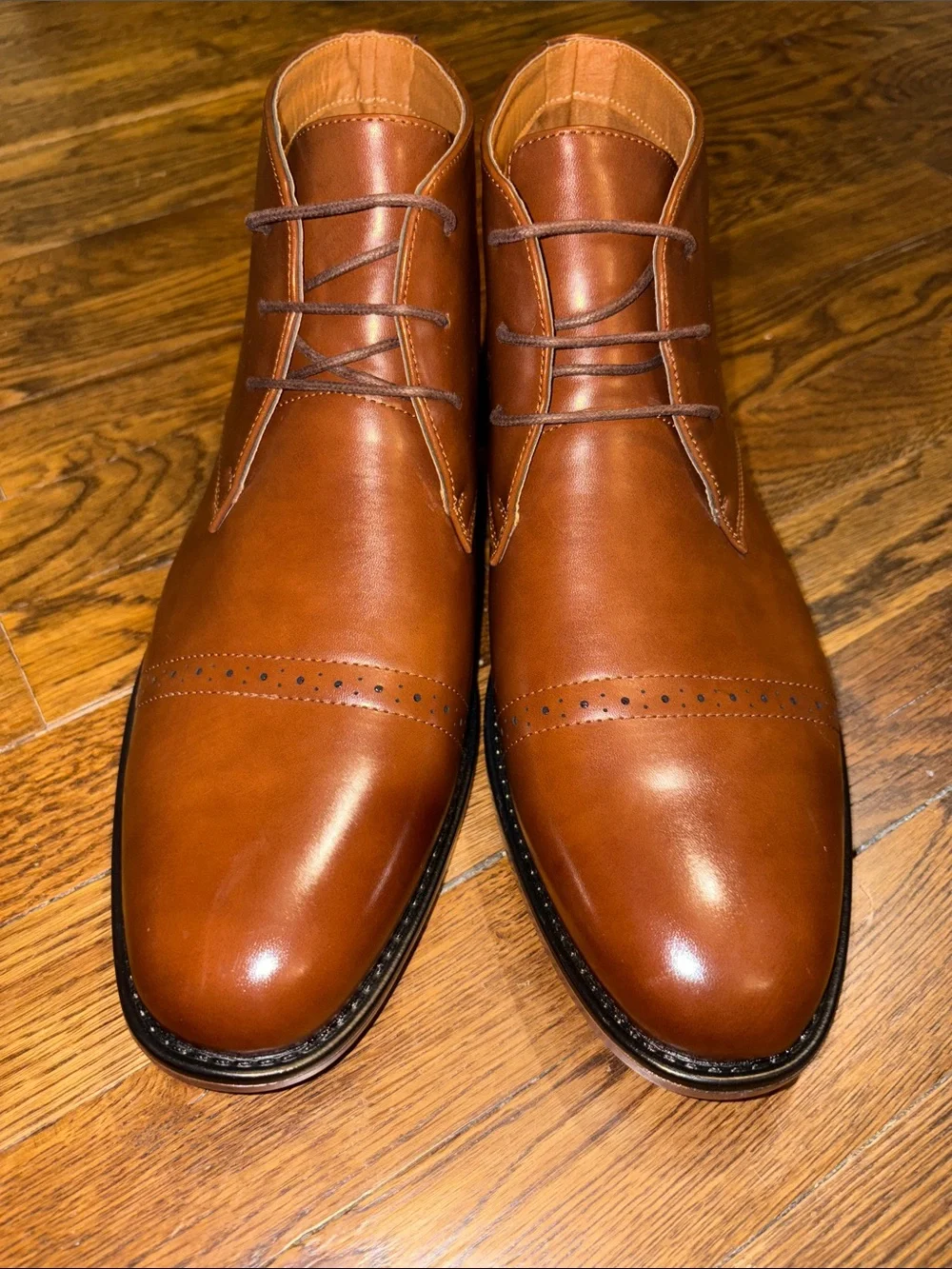 BRAND NEW! Men's Cognac Leather Lace-Up Boots
